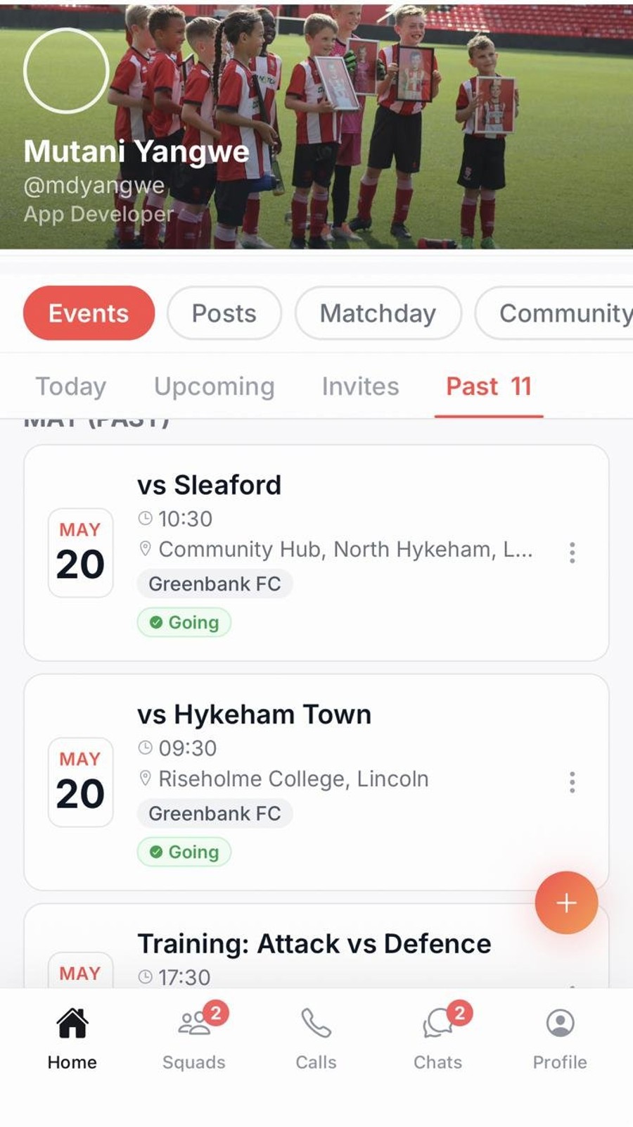 SquadLink Home — Events & Activity